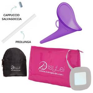 0701197194335 | IsyLei All-In-One, turchese - Cono LadyP in silicone medicale per la minzione femminile, con salvagoccia, prolunga, sporty bag e