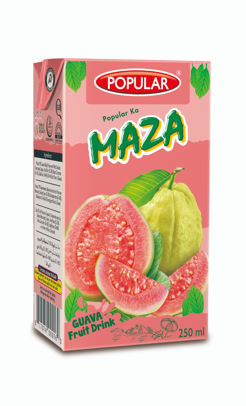 0745604690133 | POPULAR MAZA PINK GUAVA 250ML